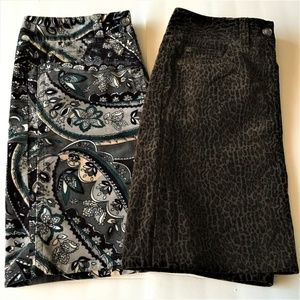 2 Ann Taylor Corduroy Jean Skirts Paisley Animal